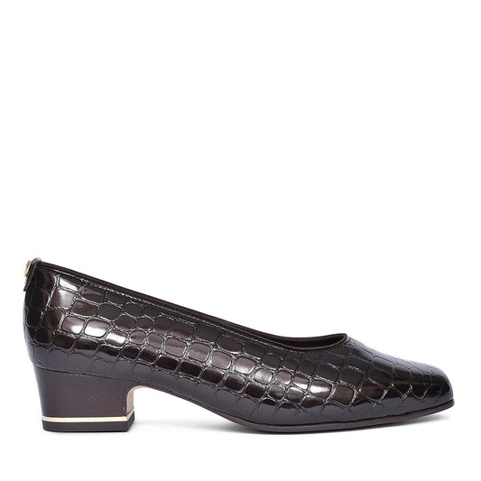 JENNY ARA GRAZ CROC PRINT COURT SHOE FOR LADIES in BROWN