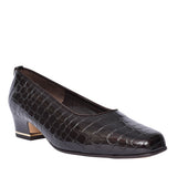 Graz Croc Print Court Shoe For Ladies In Brown
