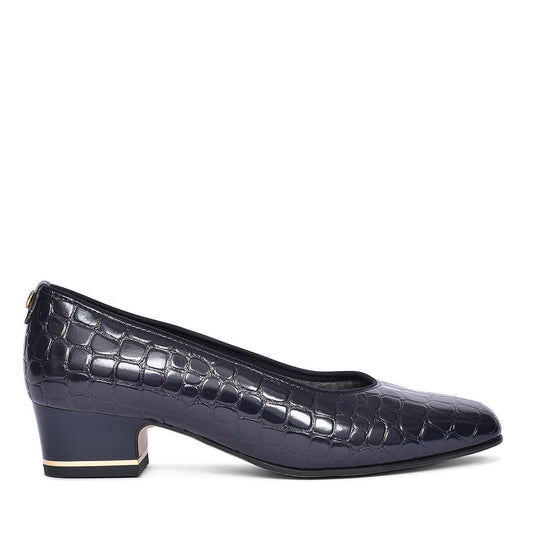 JENNY ARA GRAZ CROC PRINT COURT SHOE FOR LADIES in NAVY