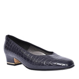 Graz Croc Print Court Shoe For Ladies In Navy