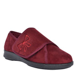 Ladies Keeston 2v Wide Fit Velcro Slipper In Burgandy