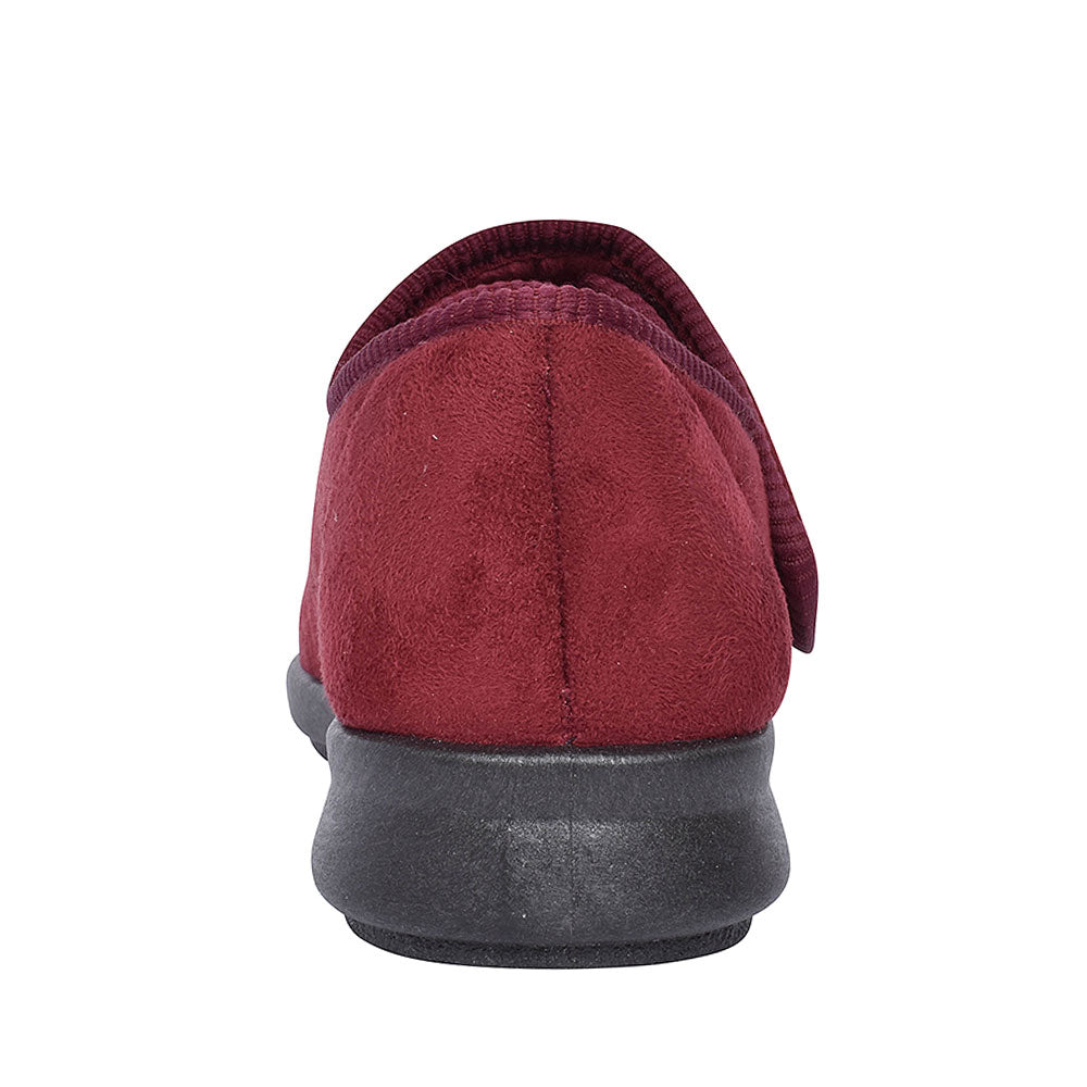Ladies Keeston 2v Wide Fit Velcro Slipper In Burgandy