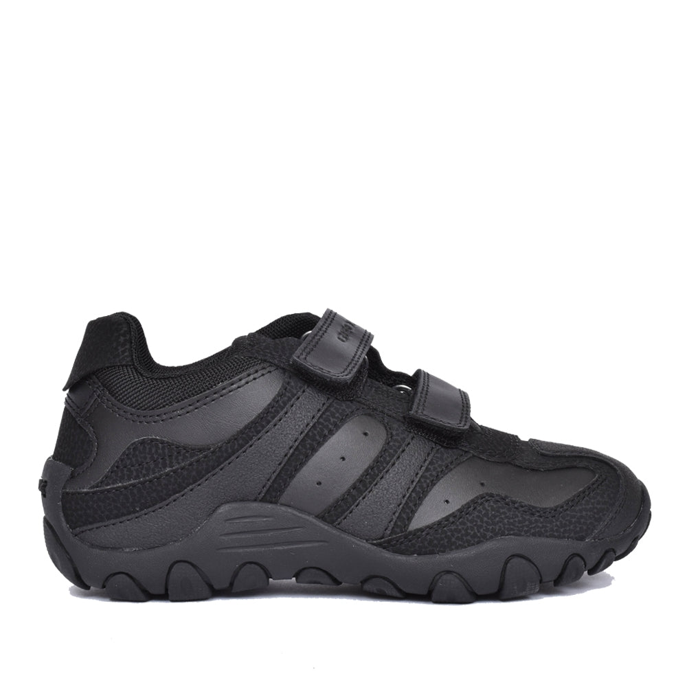 Crush Velcro Shoe For Boys In Blk Leather