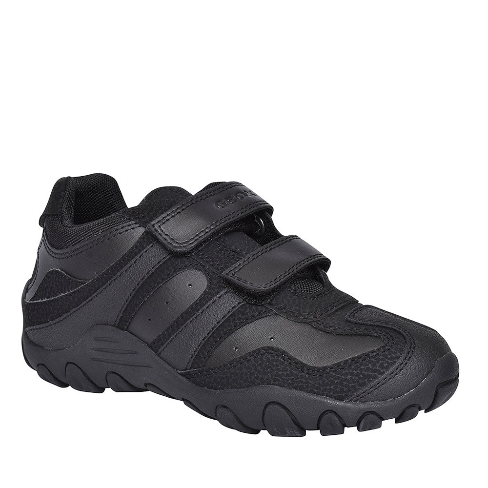 Crush Velcro Shoe For Boys In Blk Leather
