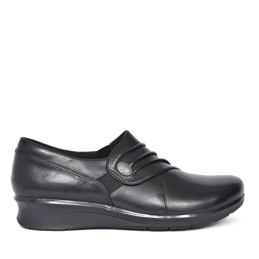 Hope Roxanne Black Leather Shoe For Ladies In Blk Leather