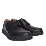 Mens Un Abode Strap Black Leather H-fit Shoe In Blk Leather