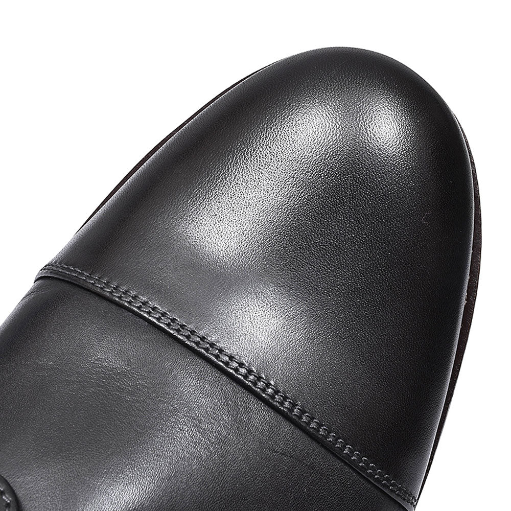 Becken Cap Leather H-fit Shoe For Men In Blk Leather
