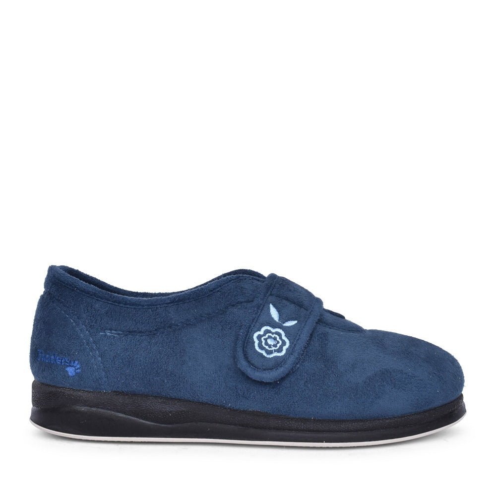 Ladies Camilla 447 Wide Fit Plain Slipper In Denim
