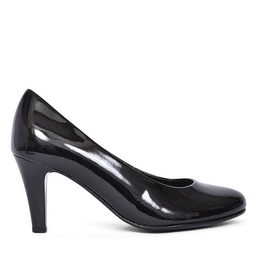 GABOR 310 COURT SHOE FOR LADIES  in BLK PATENT