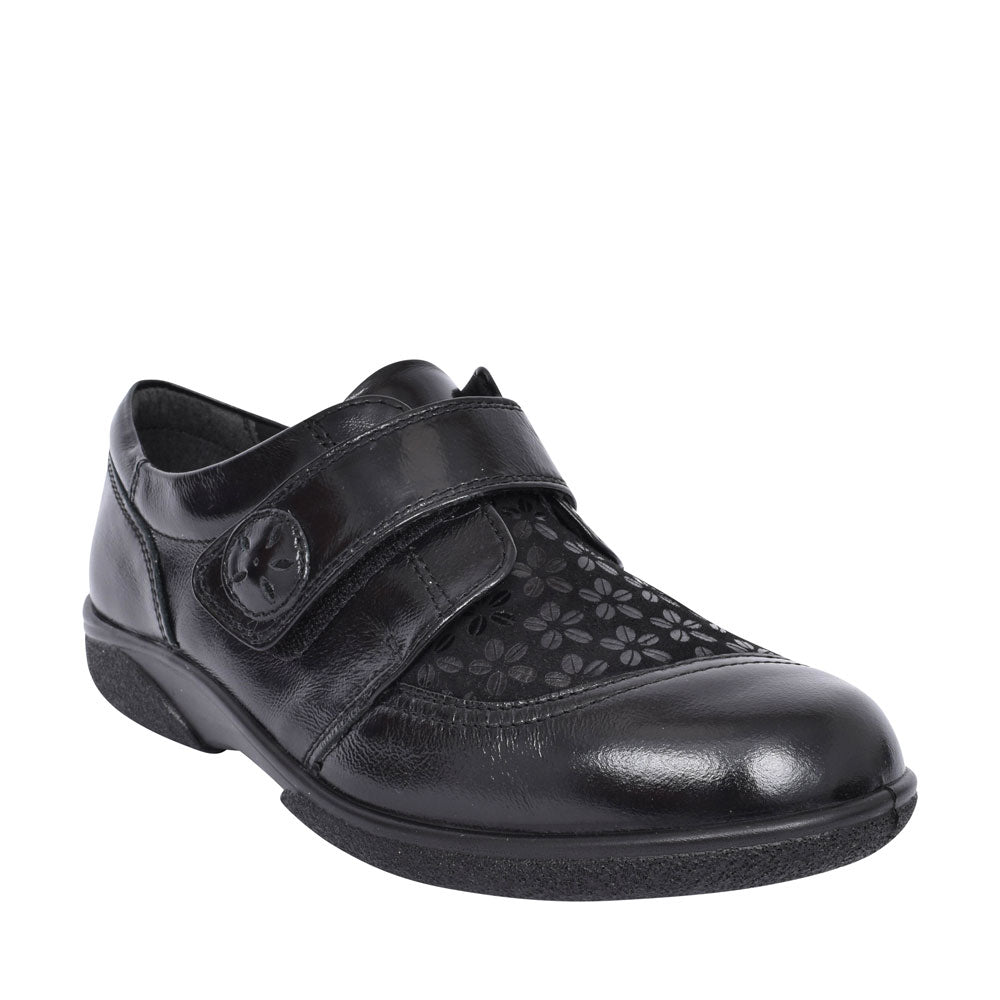 Ladies Keswick 2v Velcro Shoe In Blk Patent
