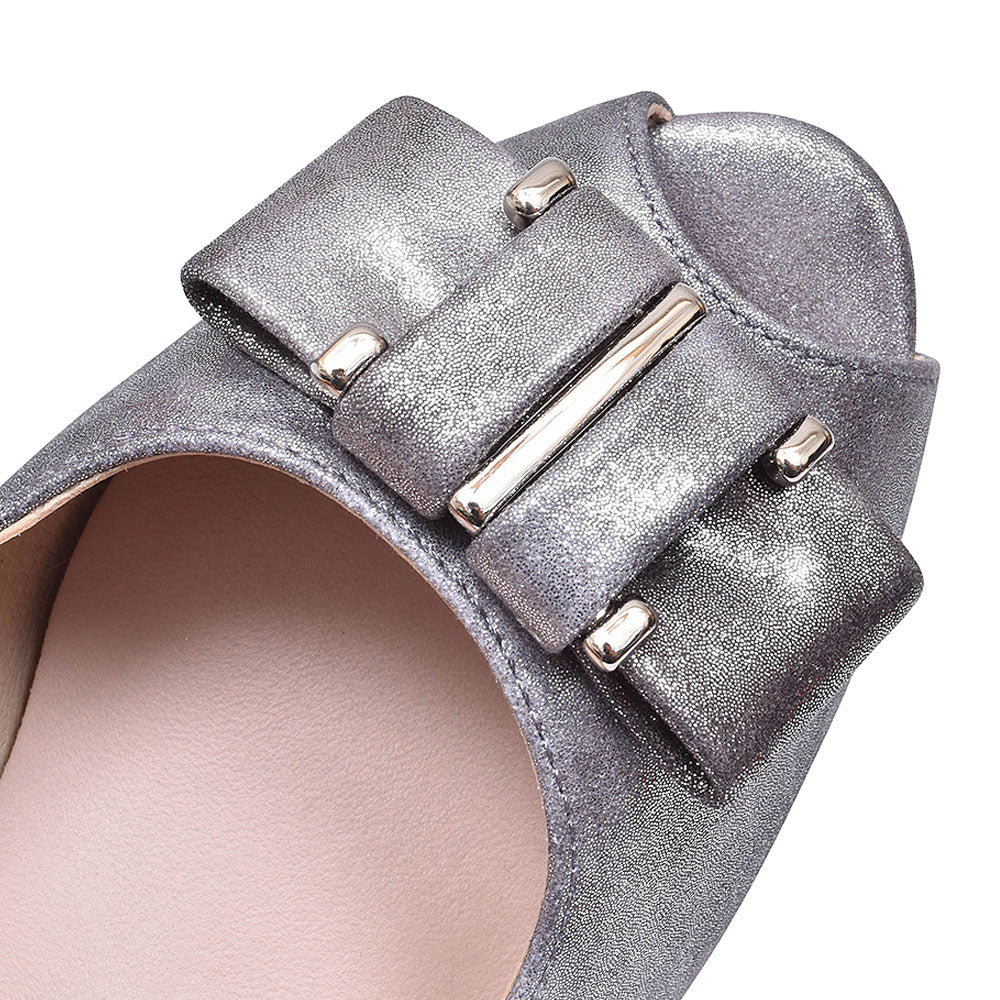 Peep Toe Court Shoe For Ladies In Pewter
