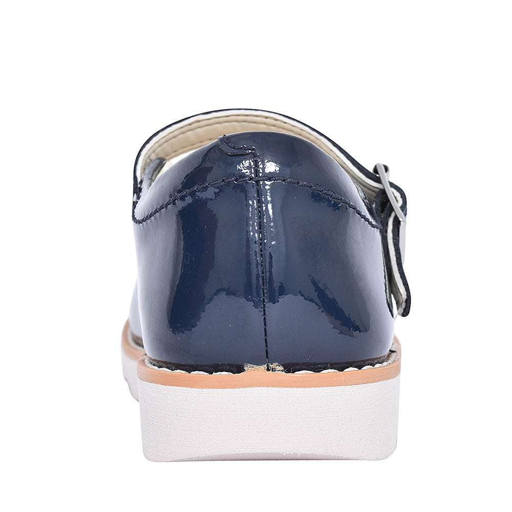 Crown Jump Navy Patent Shoe For Girls In Kids G Fit