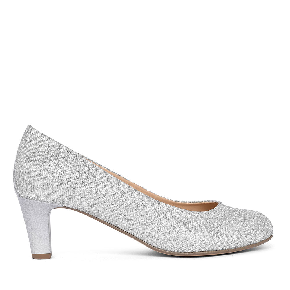 300 Mid Heel Court Shoe For Ladies In Silver