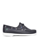 Unisex Admirals Leather Boat Shoe In Navy