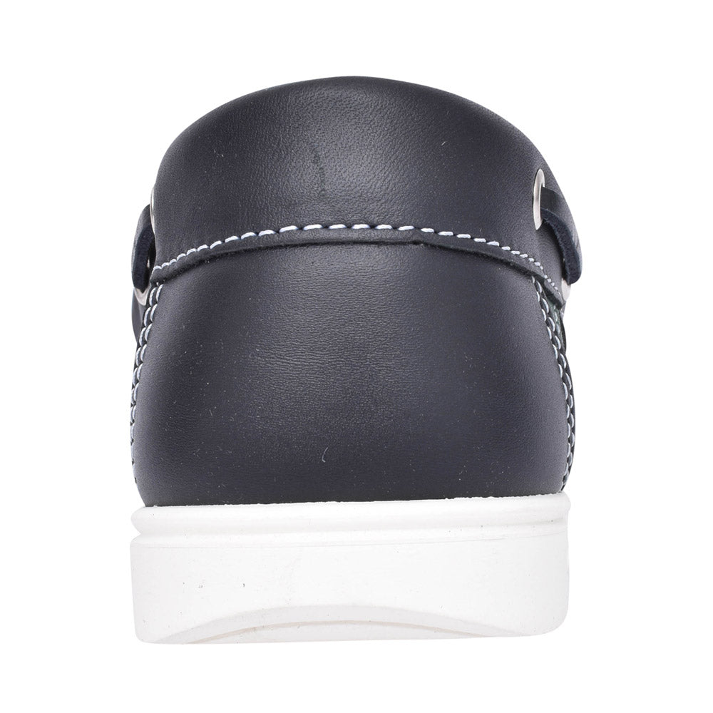 Unisex Admirals Leather Boat Shoe In Navy