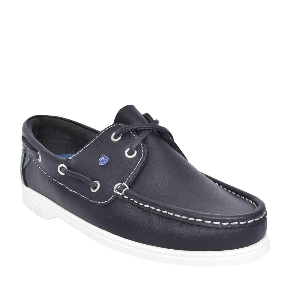 Unisex Admirals Leather Boat Shoe In Navy