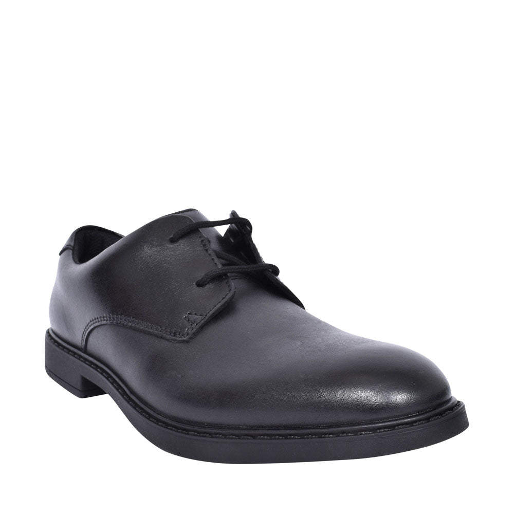 Scala Loop Black Leather Laced Shoe For Boys In Kids F Fit