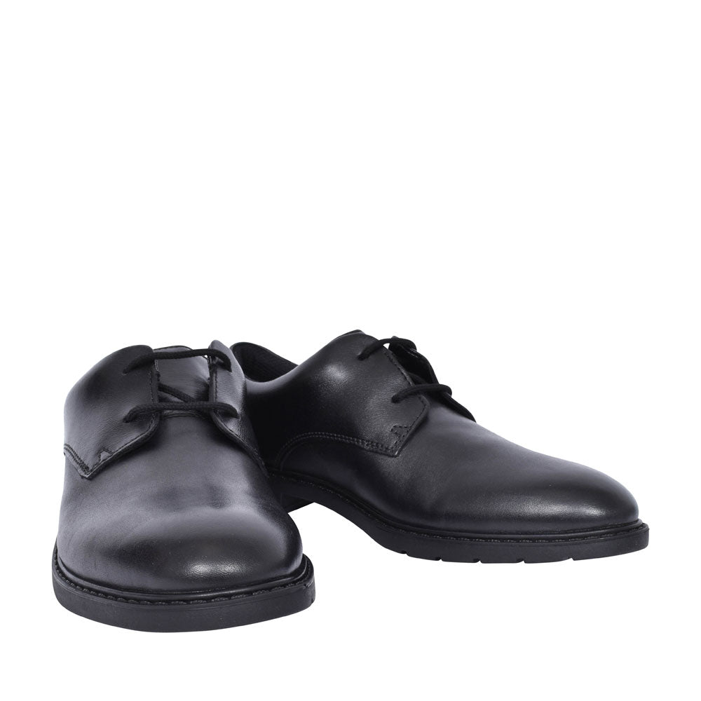 Scala Loop Black Leather Laced Shoe For Boys In Kids F Fit