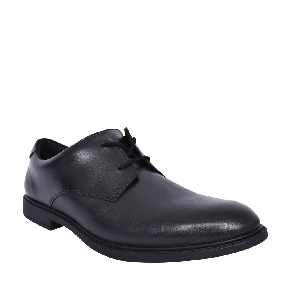 Scala Loop Black Leather Laced Shoe For Boys In Kids G Fit