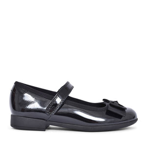 Girls Scala Tap Black Leather Velcro Shoe In Kids G Fit