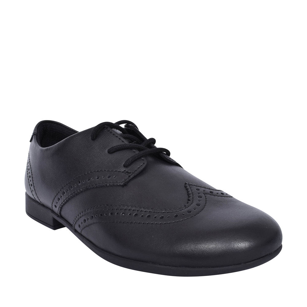 Scala Lace Black Leather Laced Shoe For Girls In Kids F Fit