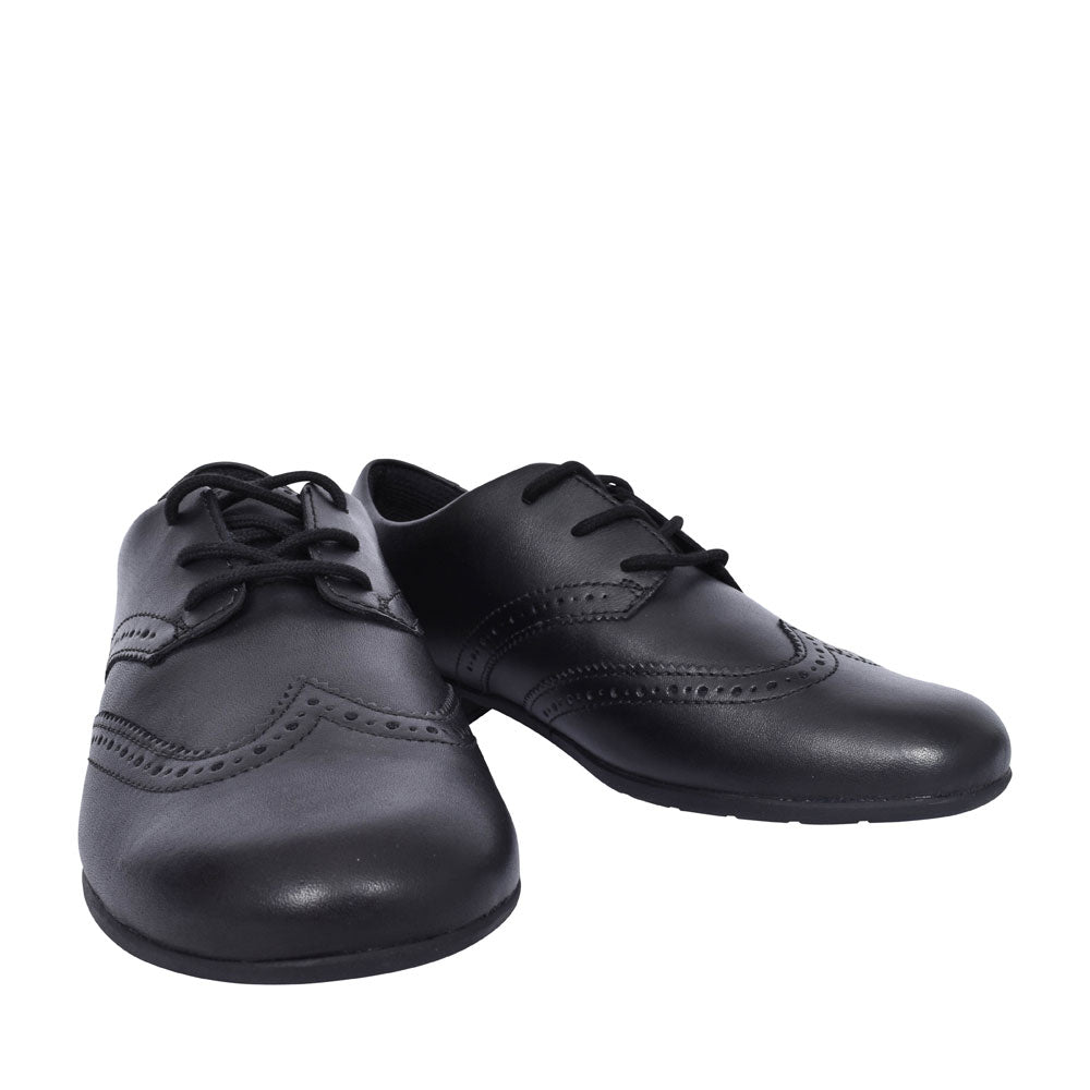 Scala Lace Black Leather Laced Shoe For Girls In Kids G Fit
