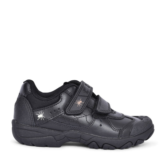 Tarantula Black Leather Velcro Shoe For Boys In Kids E Fit