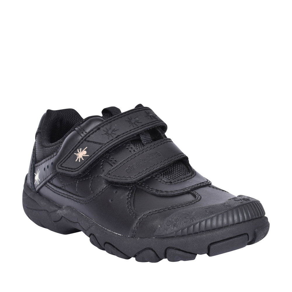 Tarantula Black Leather Velcro Shoe For Boys In Kids G Fit