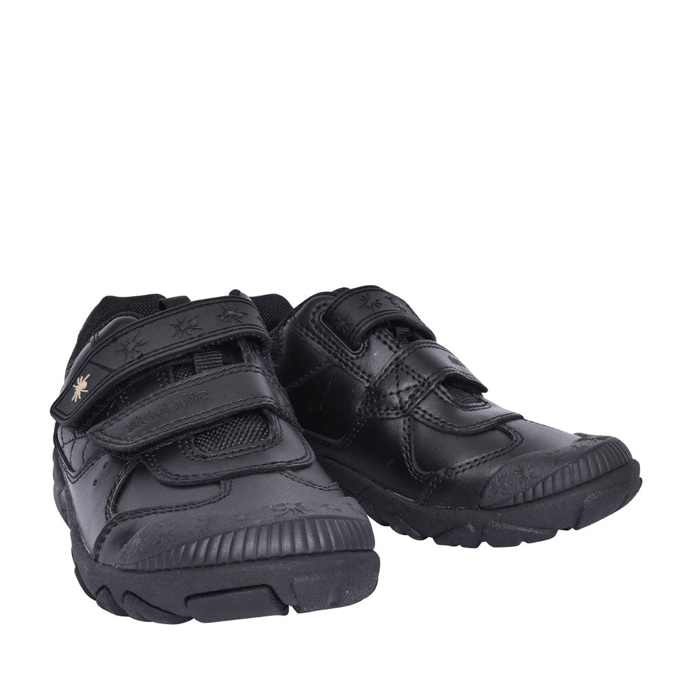 Tarantula Black Leather Velcro Shoe For Boys In Kids G Fit