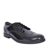 Brogue Pri Black Patent Laced Shoe For Girls In Kids F Fit