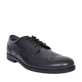 Brogue Pri Black Leather Laced Shoe For Girls In Kids F Fit