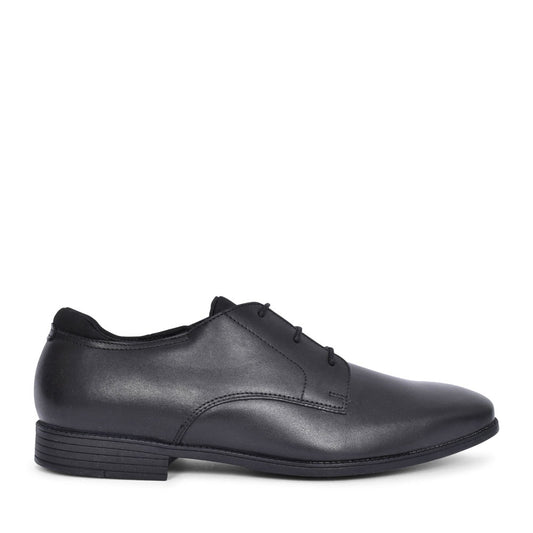 Academy Black Leather Laced Shoe For Boys In Kids F Fit