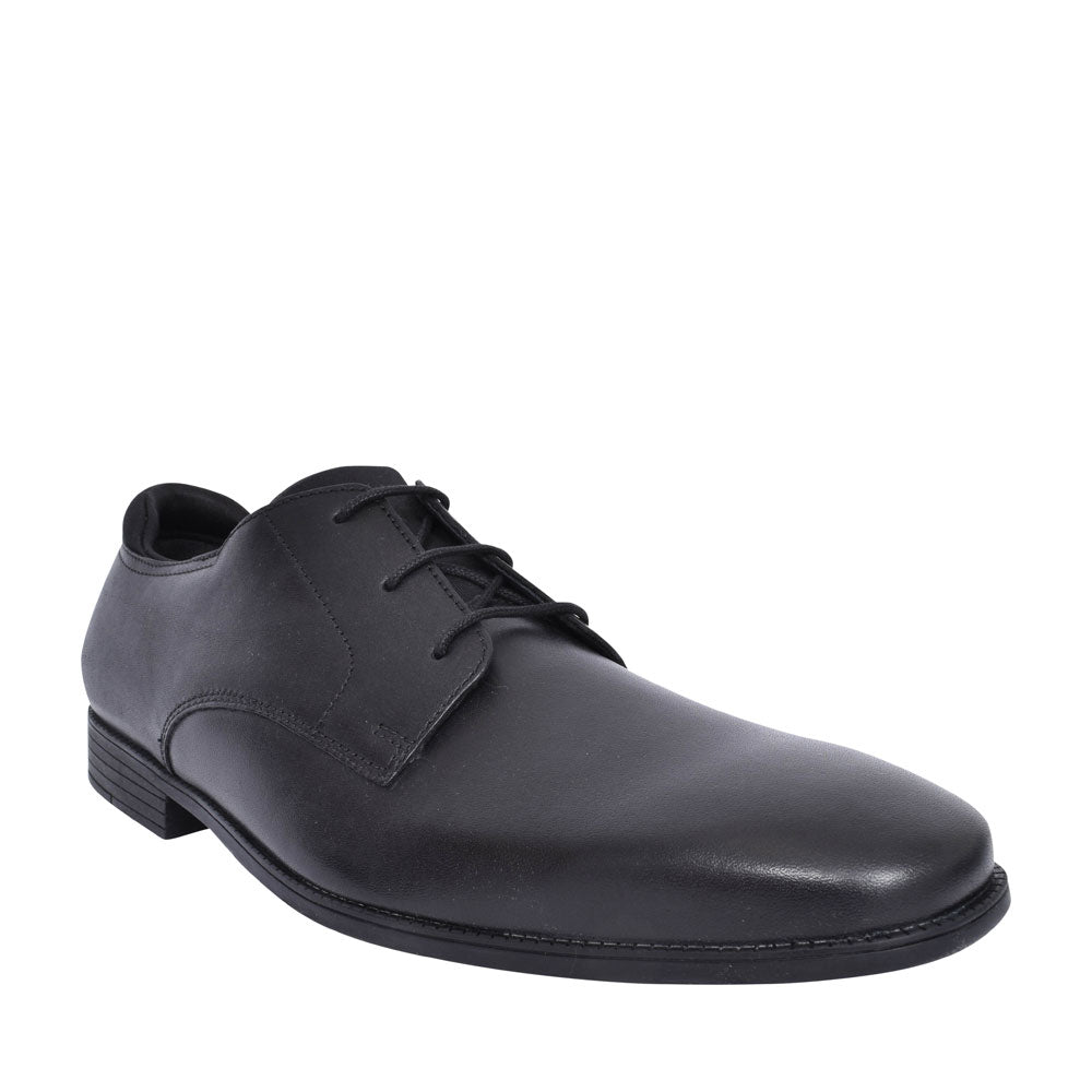 Academy Black Leather Laced Shoe For Boys In Kids F Fit