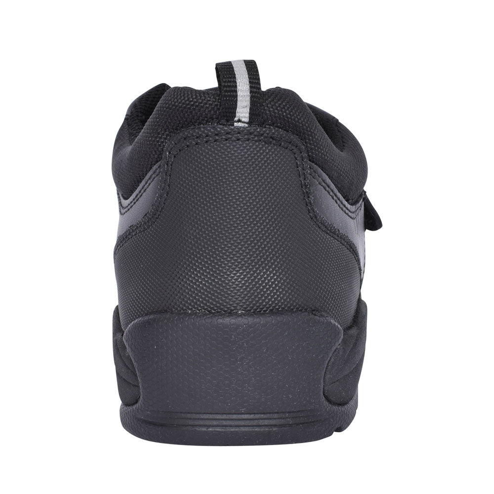 Strike Black Leather Velcro Shoe For Boys In Kids E Fit