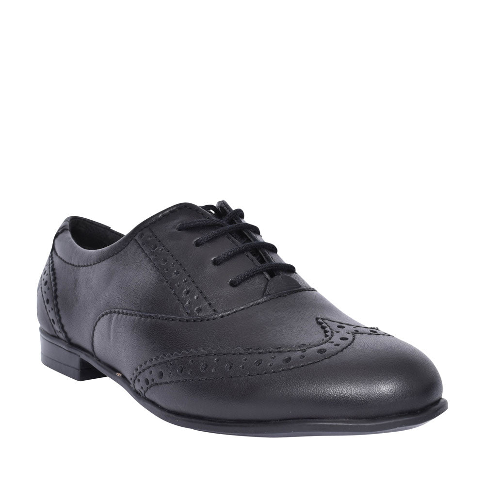 Matilda Laced M Fit Brogue Shoe For Girls In Blk Leather