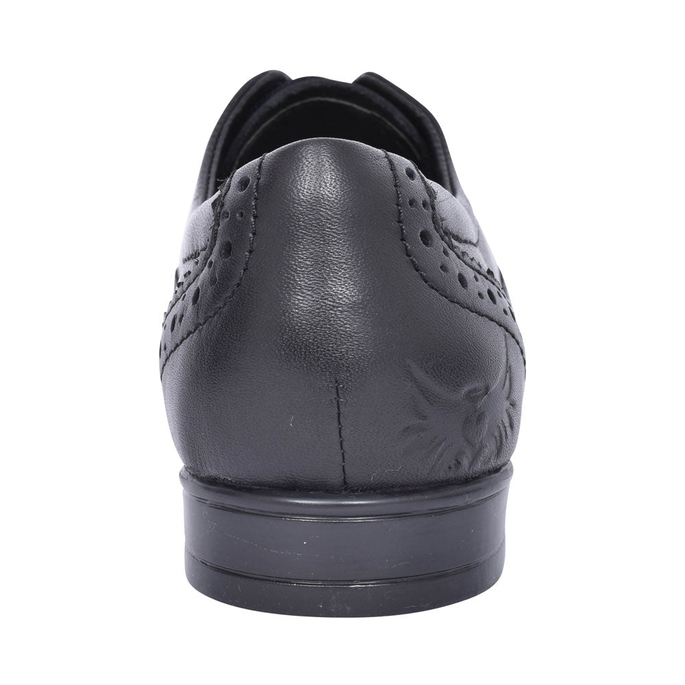 Matilda Laced M Fit Brogue Shoe For Girls In Blk Leather