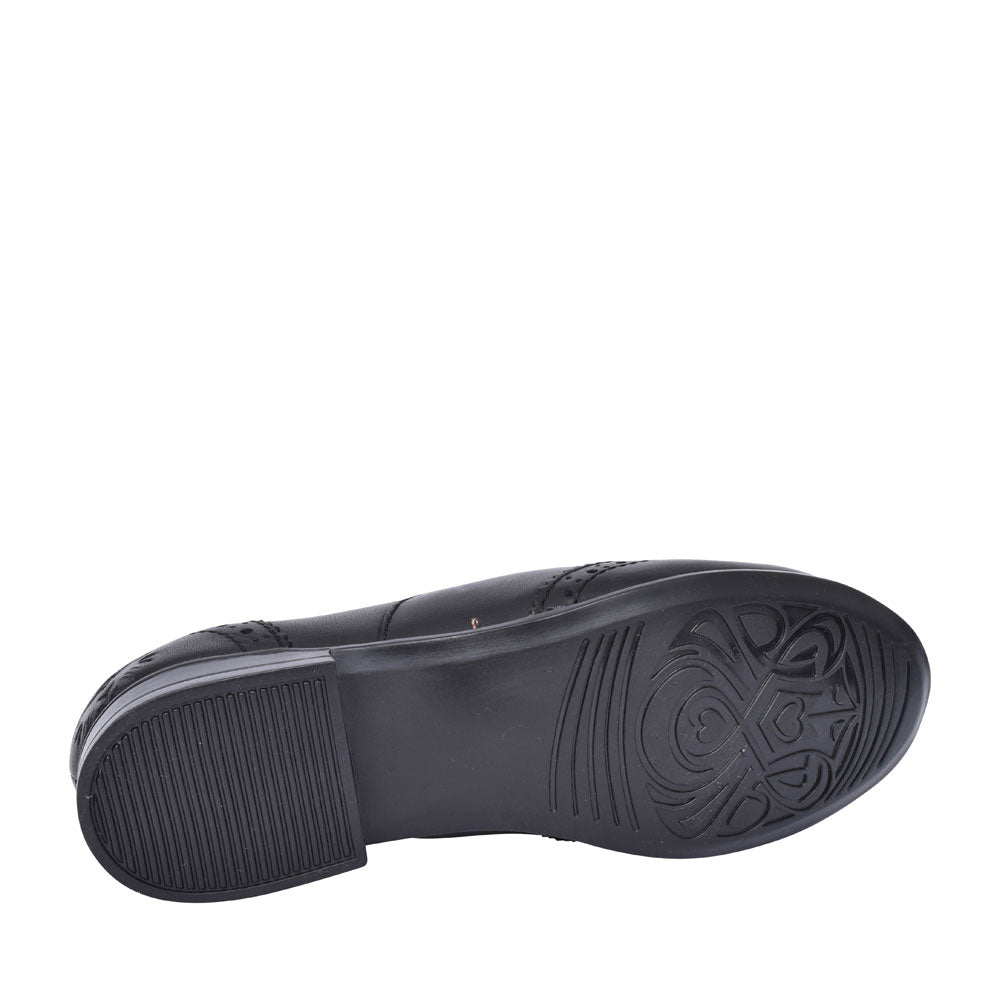 Matilda Laced M Fit Brogue Shoe For Girls In Blk Leather