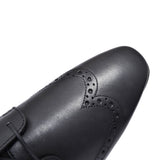 Tailor Black Leather Laced Brogue Shoe For Boys In Kids F Fit