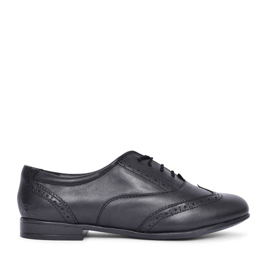 Matilda Laced W Fit Brogue Shoe For Girls In Blk Leather