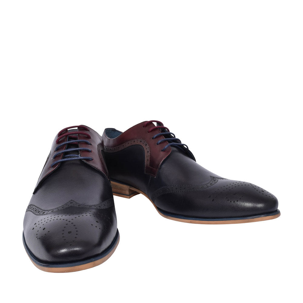 Twickenham Punch Detail Brogue Shoe For Men In Navy