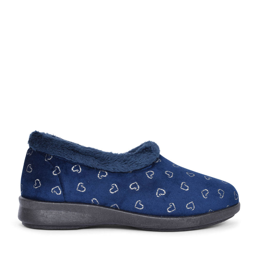 Dudley 2v Extra Wide Slipper For Ladies In Navy