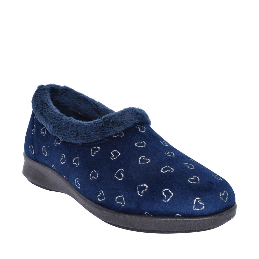 Dudley 2v Extra Wide Slipper For Ladies In Navy