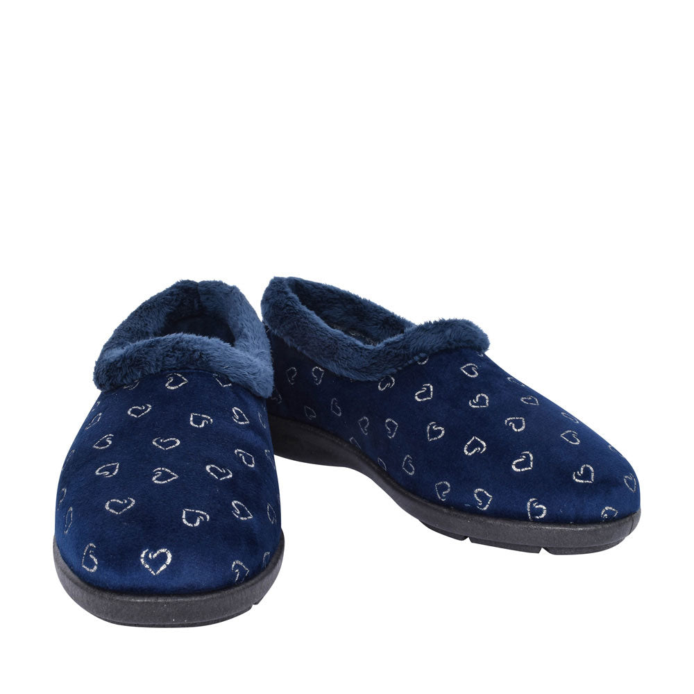 Dudley 2v Extra Wide Slipper For Ladies In Navy