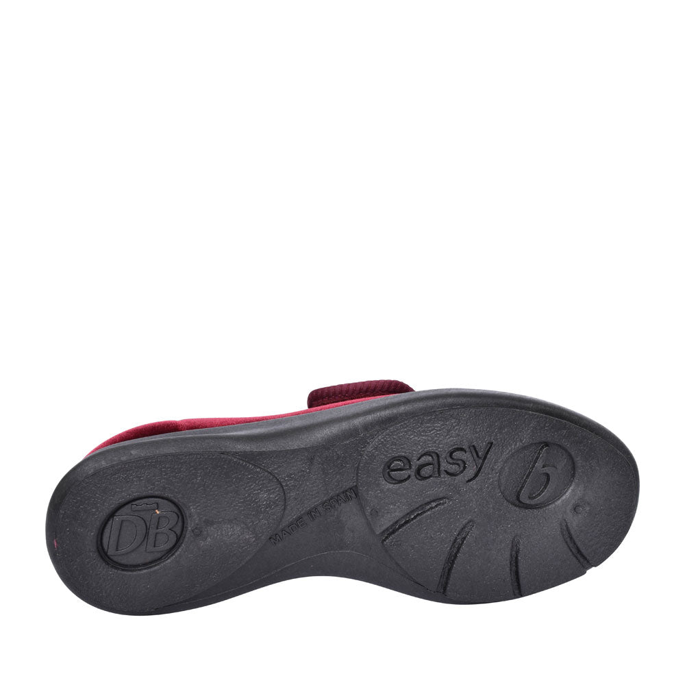 Nellie Extra Wide 2v Velcro Slipper For Ladies In Burgandy