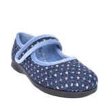 Pitsford Ex Wide 2v Velcro Slipper For Ladies In Navy