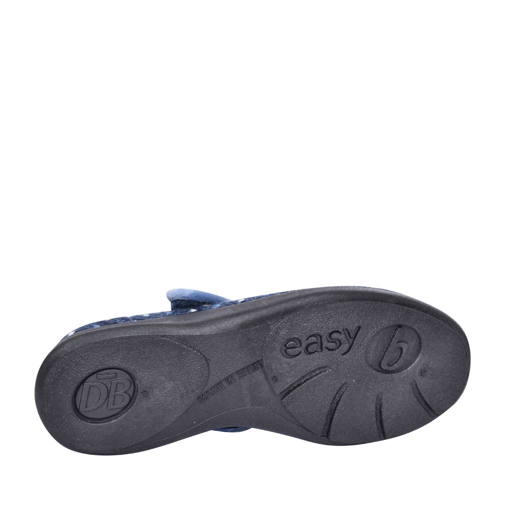 Pitsford Ex Wide 2v Velcro Slipper For Ladies In Navy