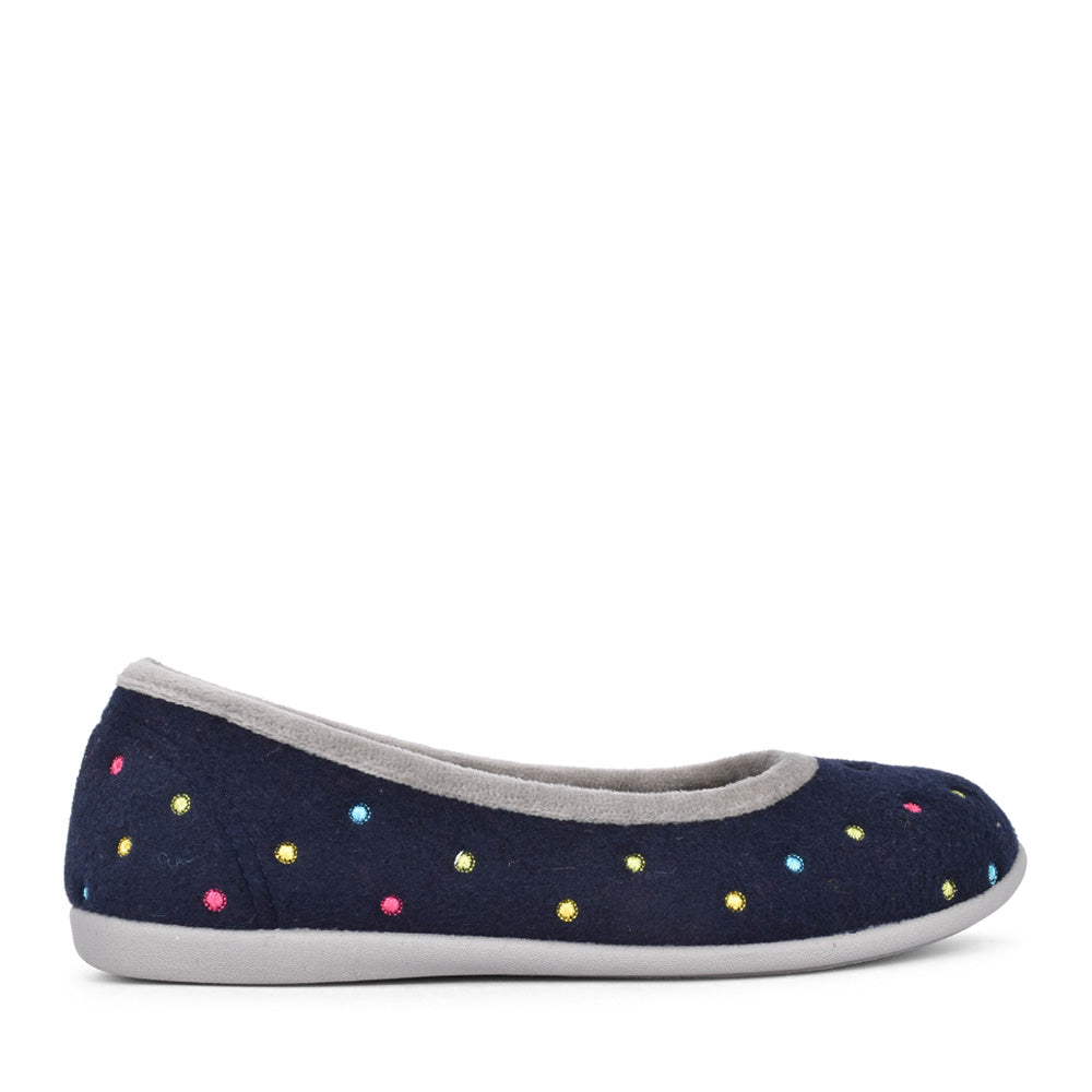 Ladies Ballerina 4025 Wide Fit Slipper In Navy