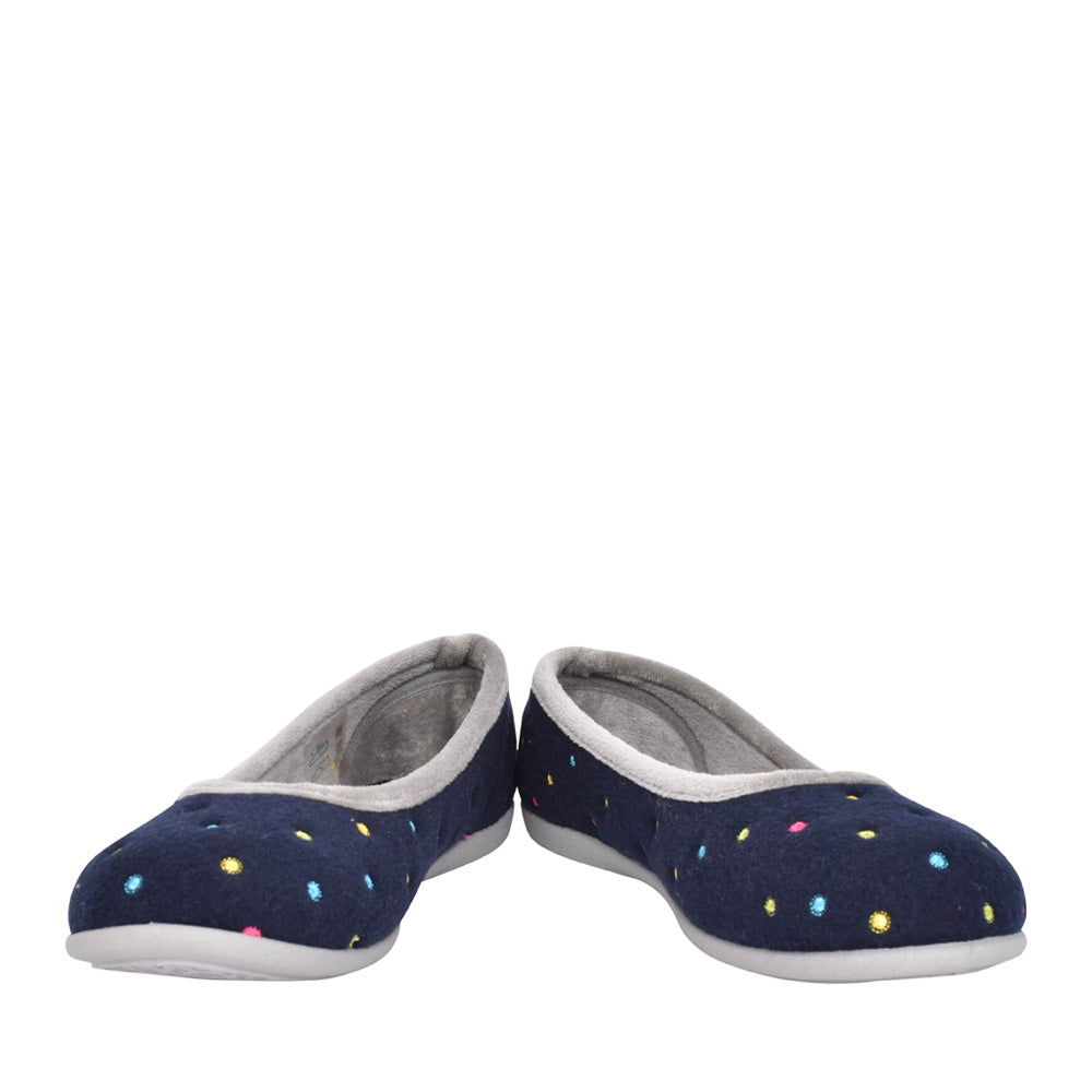 Ladies Ballerina 4025 Wide Fit Slipper In Navy