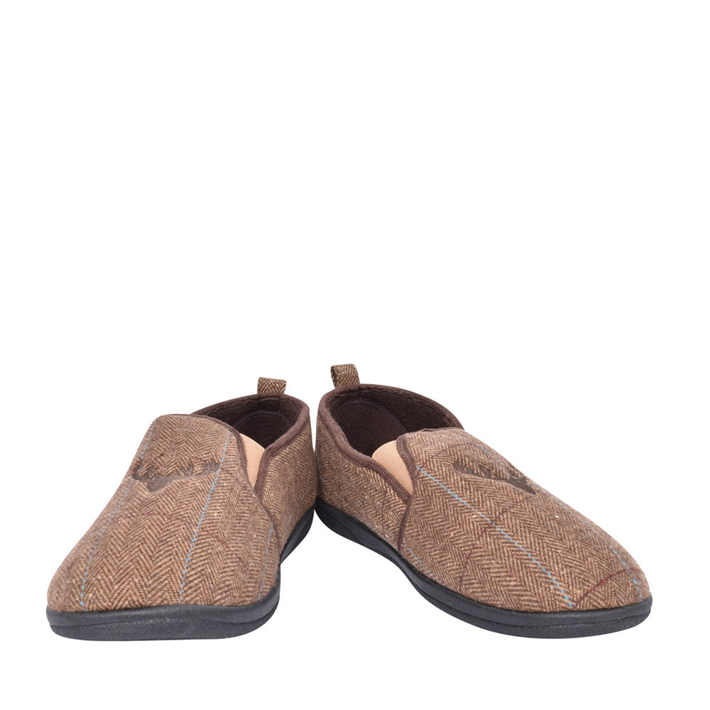 Mens Huntsman Wide Fit Slipper  In Brown