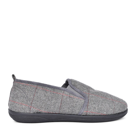 Mens Huntsman 489 Wide Fit Slipper In Grey